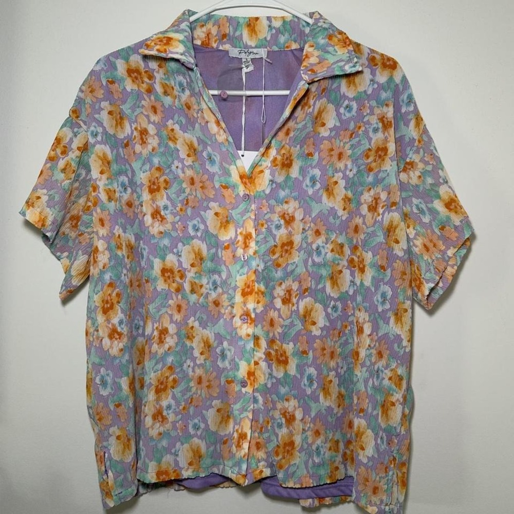 Polagram Women's‎ Retro Floral button up shirt Size Small